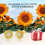 14K Yellow Gold Sunflower  Stud Earrings