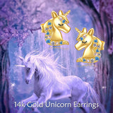 14K Gold Unicorn Stud Earrings