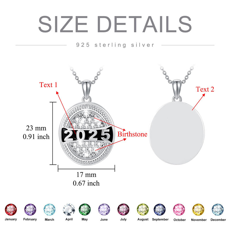 Sterling Silver Personalized Class Graduation Pendant Necklace Graduation Gift