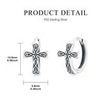 Sterling Silver Celtic Cross Hoop Dangle Earrings