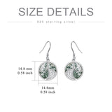 Sterling Silver Round Moss Agate Filigree Dangle Earrings