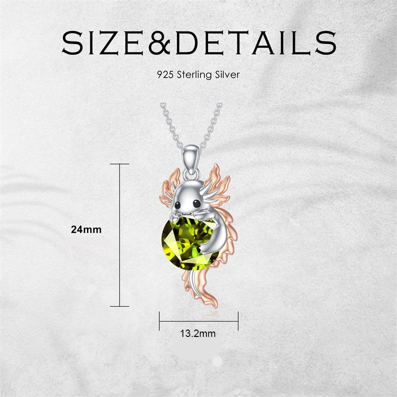 Sterling Silver Birthstone  Axolotl Pendant Necklace