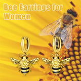 Sterling Silver  Bee Hoop Earrings