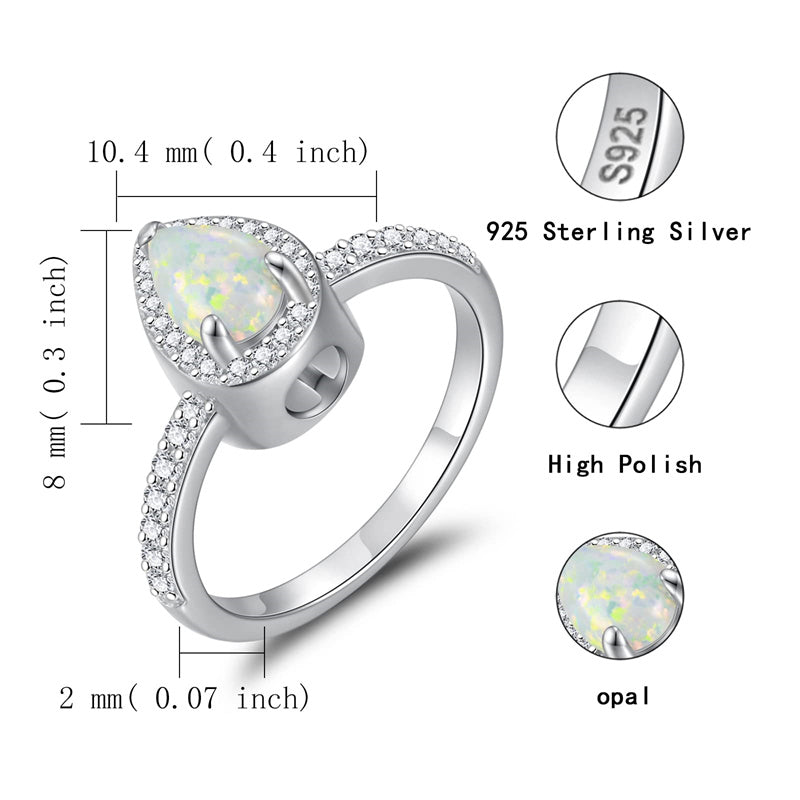 Sterling Silver Teardrop CZ Urn Rings for Ashes
