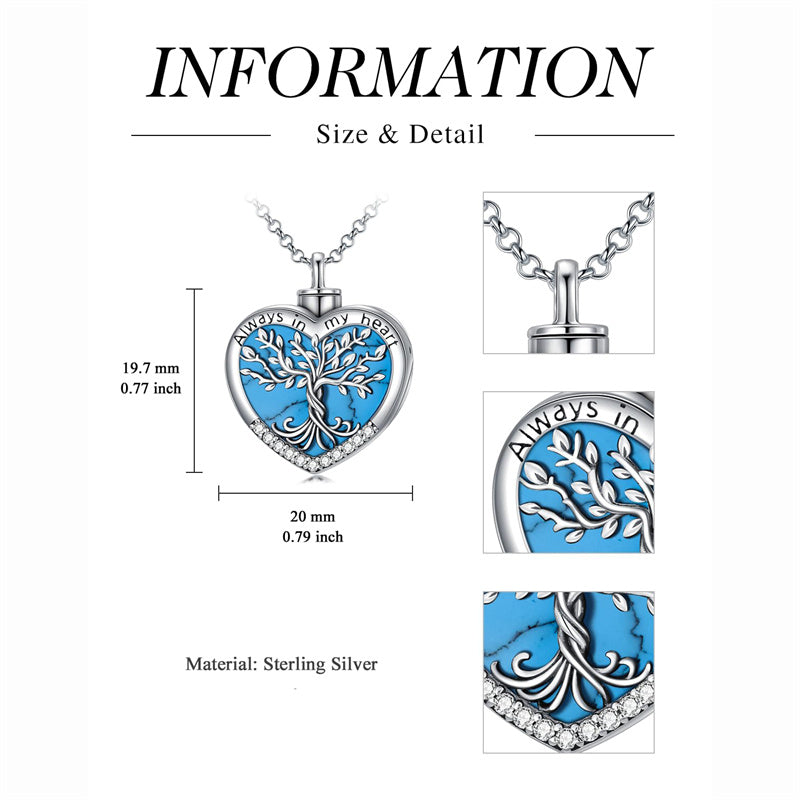 Sterling Silver Tree of Life Urn Necklaces Abalone Opal Shell Cremation Jewelry for Ashes