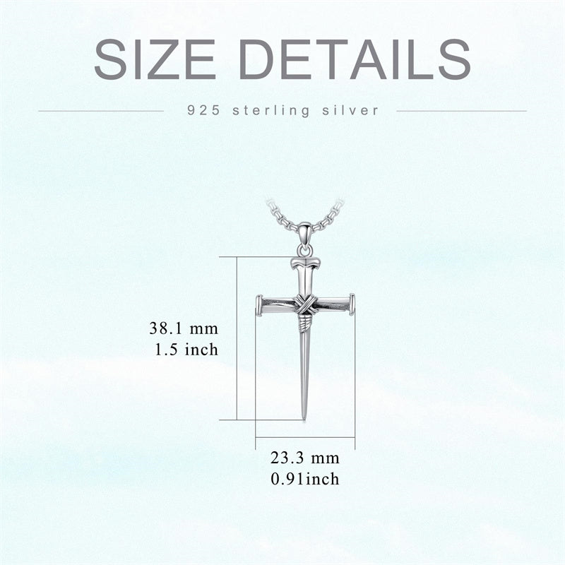 Sterling Silver Crucifix Jesus Pendant Necklace Cross Necklace