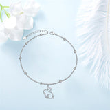 Sterling Silver Cat Birthstone Single Layer Anklet