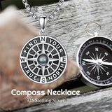 Sterling Silver Compass Pendant Necklace Graduation Jewelry Gift