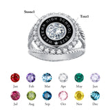 Sterling Silver Personalized Birthstone Engraved   Graduation Class Ring for Women