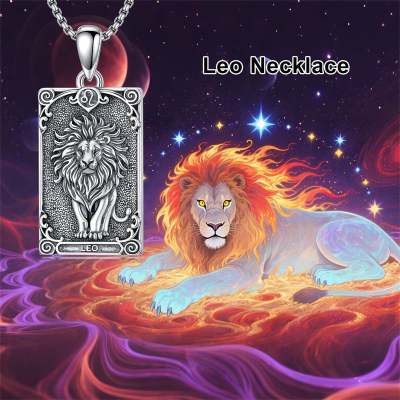 Sterling Silver Tarot Card 12 Zodiac Sign Pendant Necklace