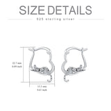 Sterling Silver Fox Frog Leopard Peacock Puppy Animal Hug Hoop Earrings