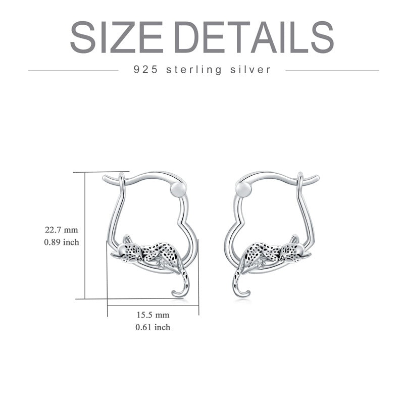 Sterling Silver Fox Frog Leopard Peacock Puppy Animal Hug Hoop Earrings