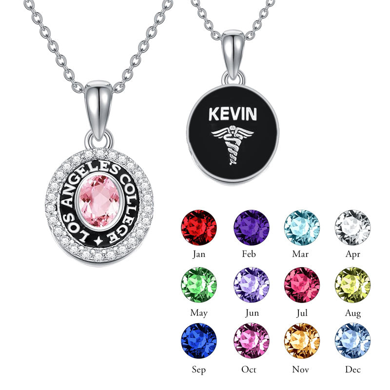Sterling Silver Personalized Class Pendant Photo Lockets Necklace