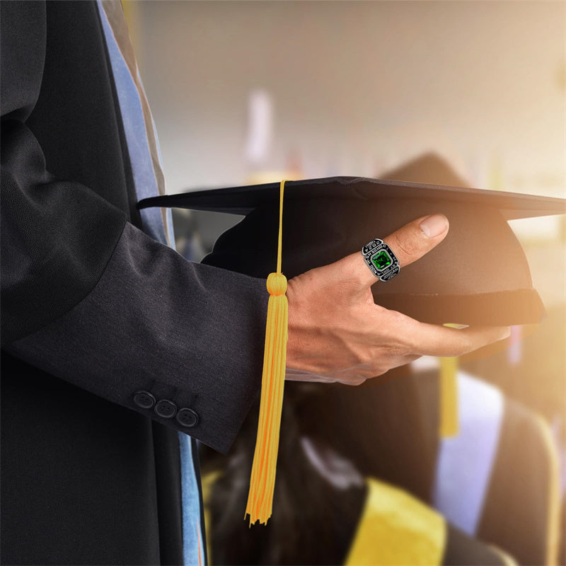 Sterling Silver Personalized Birthstone Engraved High School Class Ring Graduation Ring