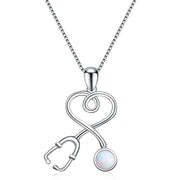 Sterling Silver Stethoscope Necklace Doctor Nurse Medical Jewelry Medical Student RN Registered Nurse Gifts for Women