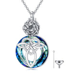 12 Birth Month Flower Cremation Jewelry for Ashes Celtic Knot Heart Ashes Memorial Keepsake Urn Necklace Circle Crystal