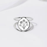 Sterling Silver Personalized Birth Flower Ring
