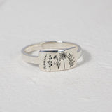 Sterling Silver Wildflower Nature Ring