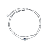 Sterling Silver Evil Eye Multi-layered Anklet