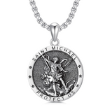Sterling Silver St Michael St Christopher Pendant Necklace for Men