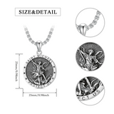 Sterling Silver St Michael St Christopher Pendant Necklace for Men