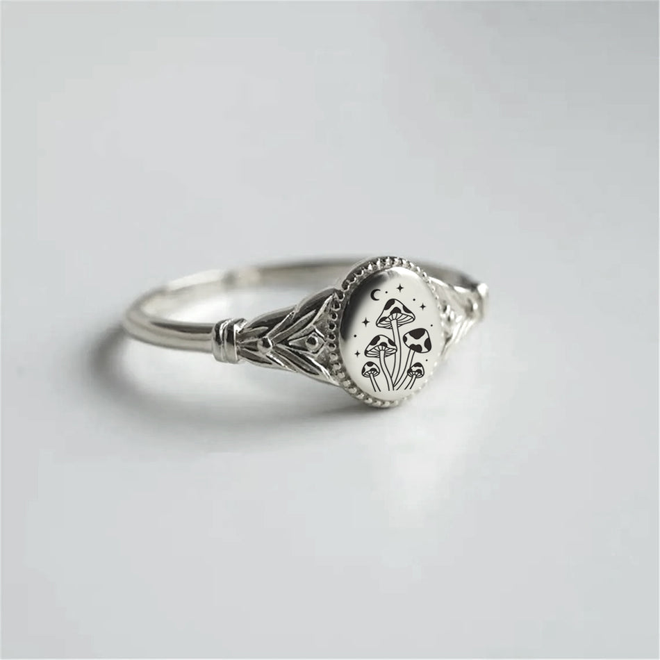 Sterling Silver Mushroom Nature Ring