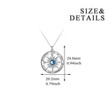 Sterling Silver Cubic Zirconia Compass Pendant Necklace With Engraved