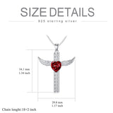 Sterling Silver Heart Birthstone Cross Urn Necklaces for Ashes