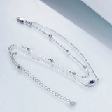 Sterling Silver Evil Eye Multi-layered Anklet