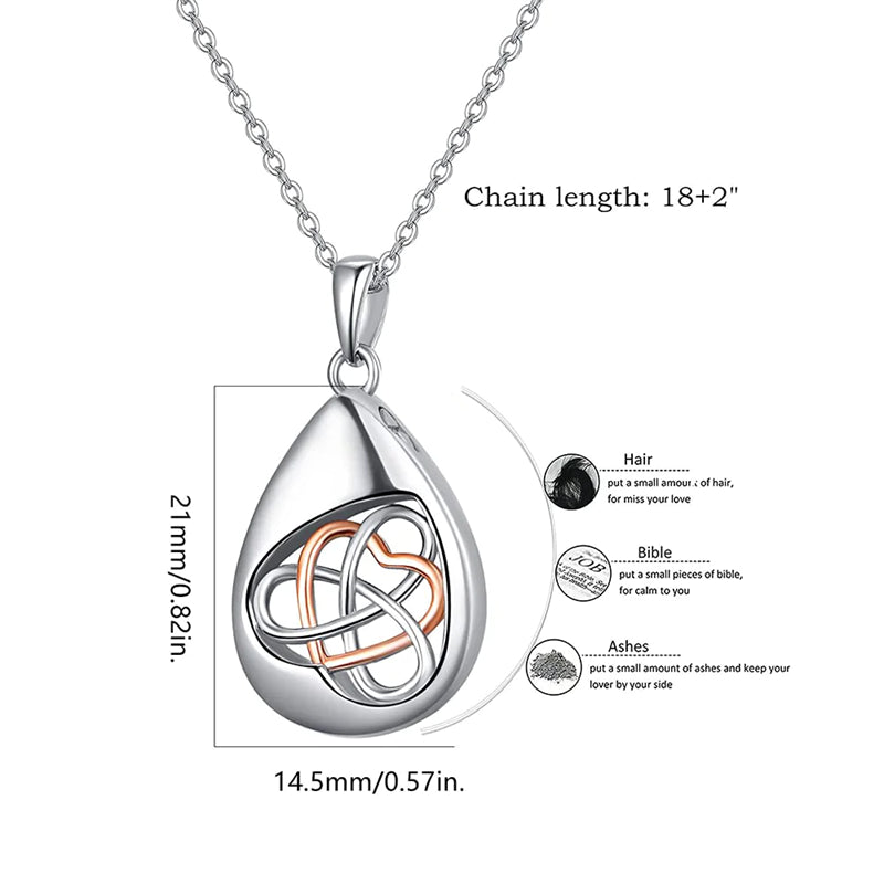 Sterling Silver Tear Dangle Celtic Knot Butterfly Urn Necklace for Ashes