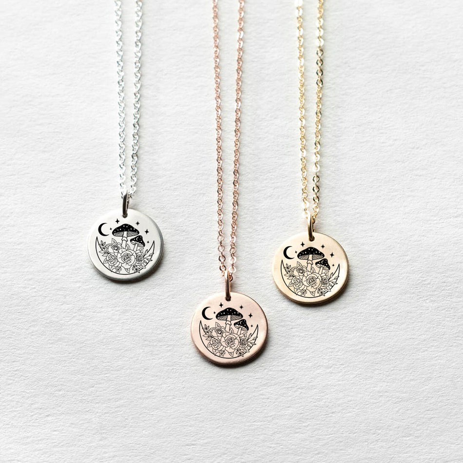 Sterling Silver Mushroom Pendant Necklace