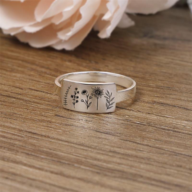 Sterling Silver Wildflower Nature Ring