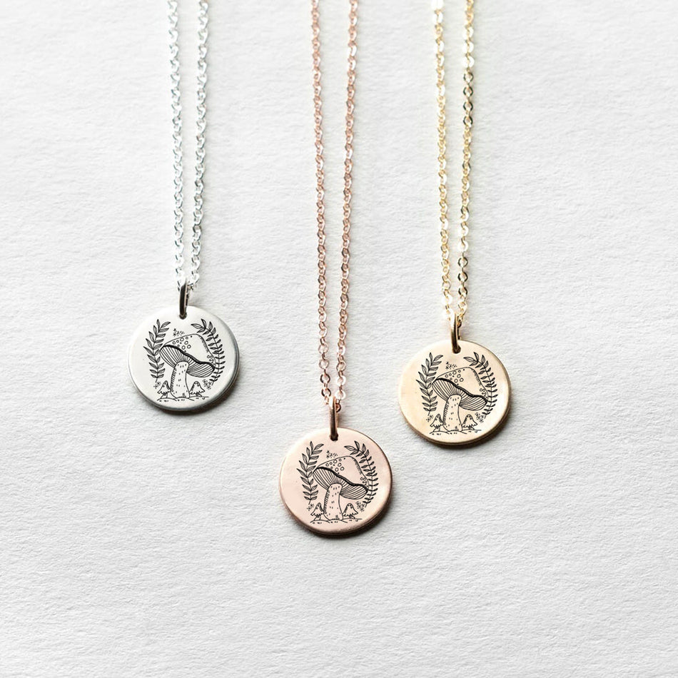 Sterling Silver Mushroom Pendant Necklace