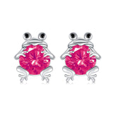 Birthstone Frog Earring S925 Sterling Silver Frog Stud Earrings Jewelry for Women Wife Birthday Day Gifts for Girls Daughter