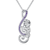 Sterling Silver Birthstone Music Note & Birth Flower Pendant Necklace
