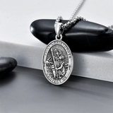 Sterling Silver St Michael St Christopher Pendant Necklace for Men