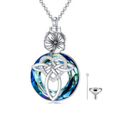 12 Birth Month Flower Cremation Jewelry for Ashes Celtic Knot Heart Ashes Memorial Keepsake Urn Necklace Circle Crystal