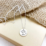 Sterling Silver Personalized Engraved Graduation Necklace Bachelor Cap Pendant Necklace