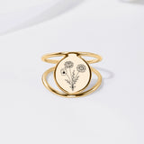 Sterling Silver Personalized Birth Flower Ring