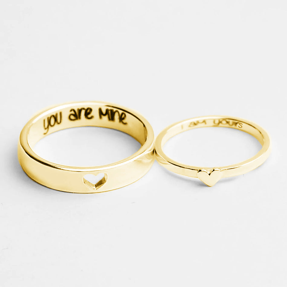 Sterling Silver Personalized Engraved Heart Promise Couple Rings