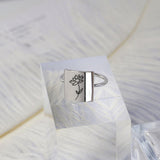 Sterling Silver Square Personalized Birth Flower Ring