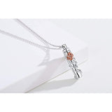 Sterling Silver Rose Flower Urn Necklace for Ashes