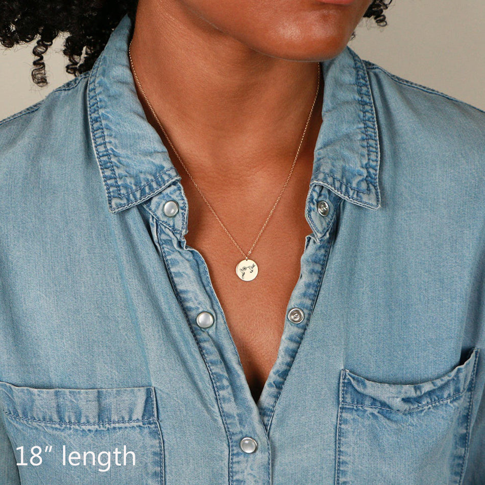 Sterling Silver Personalized Birth Flower Hummingbird Pendant Necklace