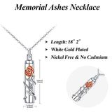 Sterling Silver Rose Flower Urn Necklace for Ashes