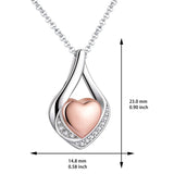 Sterling Silver Heart Shape Tear Dangle Urn Necklace for Ashes