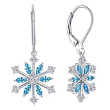 Sterling Silver CZ Snowflake Leverback Earrings