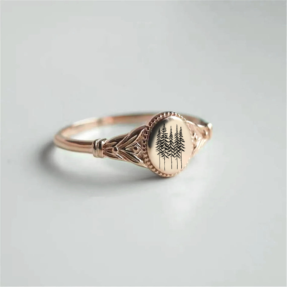 Sterling Silver Pine Tree Ring Conifer Ring Forest Ring