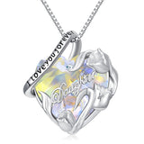 S925 Sterling Silver Birthstone Daughter Heart Pendant Necklace from Dad Mom I Love You Forever Jewelry