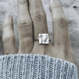 Sterling Silver Square Personalized Birth Flower Ring