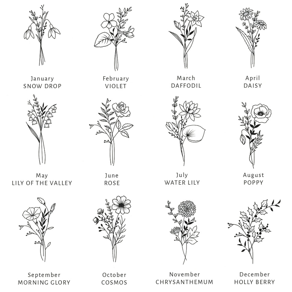 Sterling Silver Personalized Bouquet Birth Flower Nature Ring